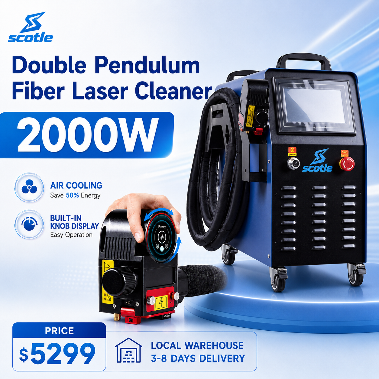 2000W Air Cooled Double Swing  - огляд і ціна Industrial Laser Cleaning Equipment